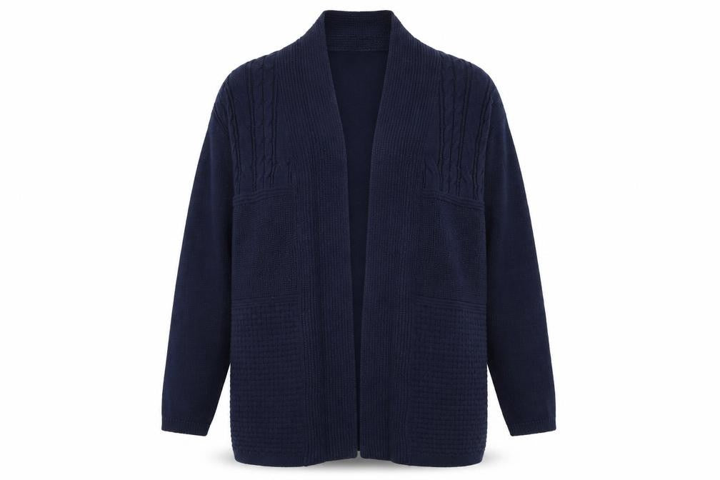 Isle Essentials Womens Blue V-Neck  Acrylic Cardigan Jumper Size M