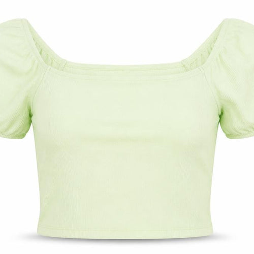 Miss Selfridge Womens Green  Polyester Cropped Blouse Size 6 Off the Shoulder