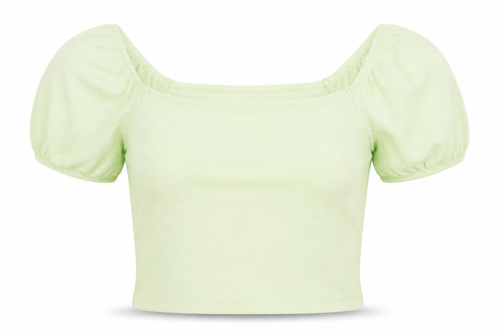 Miss Selfridge Womens Green  Polyester Cropped Blouse Size 6 Off the Shoulder