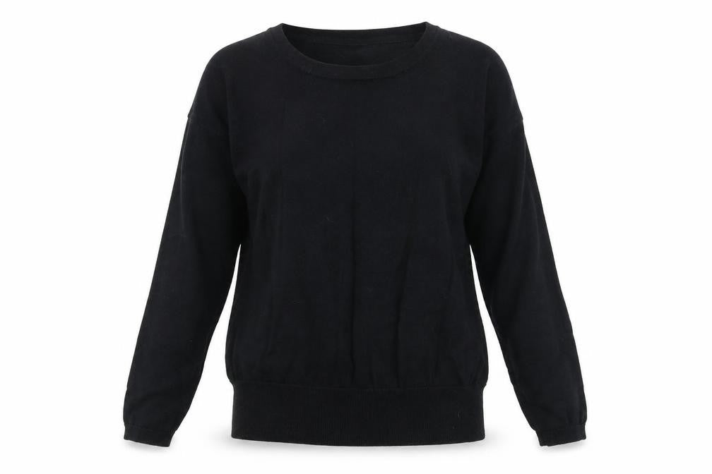 Front view of Avenue women’s black round neck 100% cotton jumper, size M