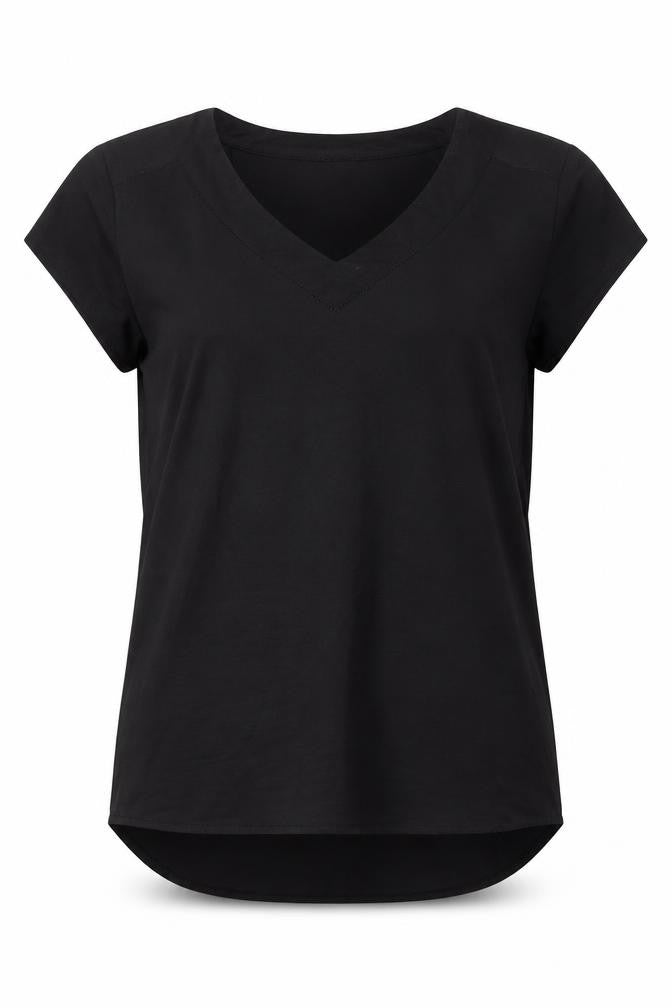 H&M Womens Black  Polyester Basic T-Shirt Size 34 V-Neck