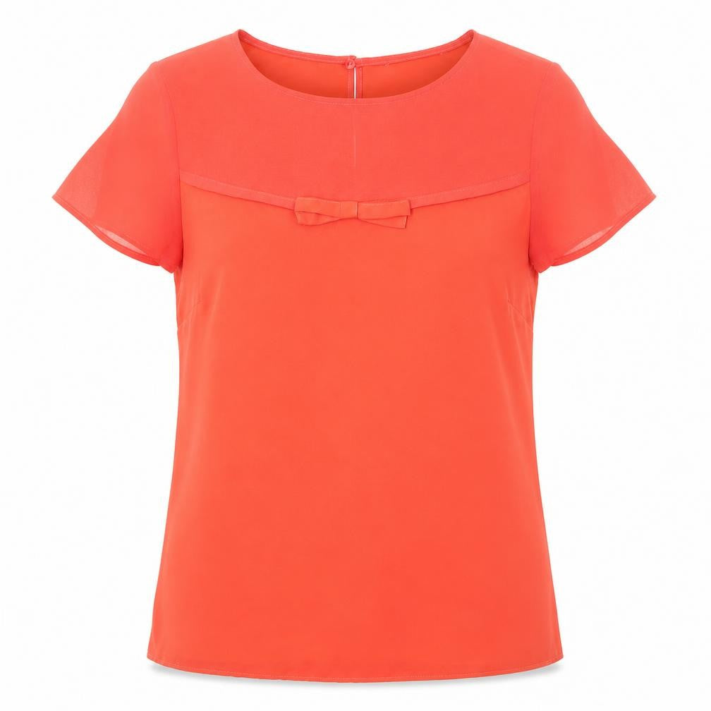 Tu Womens Orange  Polyester Basic T-Shirt Size 10 Scoop Neck