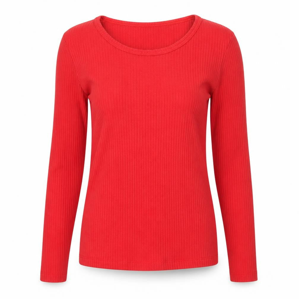 Front view of Fanyland women’s red scoop neck polyester jumper, size S