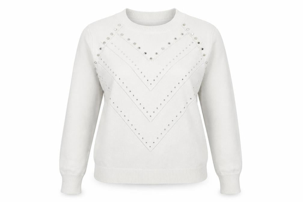 Front view of Klass women’s ivory mock neck viscose jumper, size M