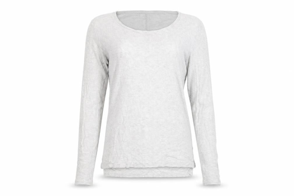 Front view of Autograph women’s grey round neck lyocell jumper, size UK 12