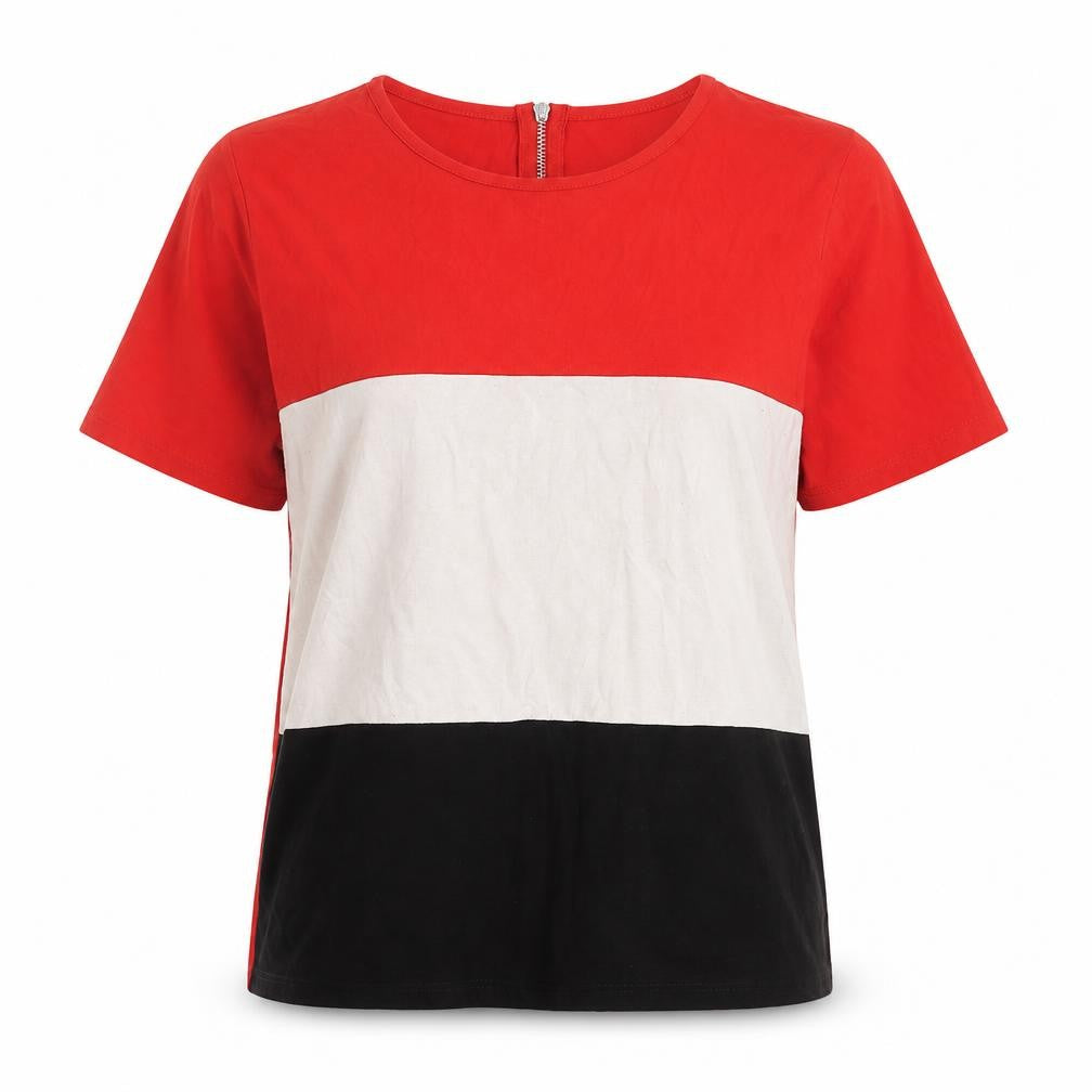 Select Womens Multicoloured Colourblock Viscose Basic T-Shirt Size 12 Round Neck