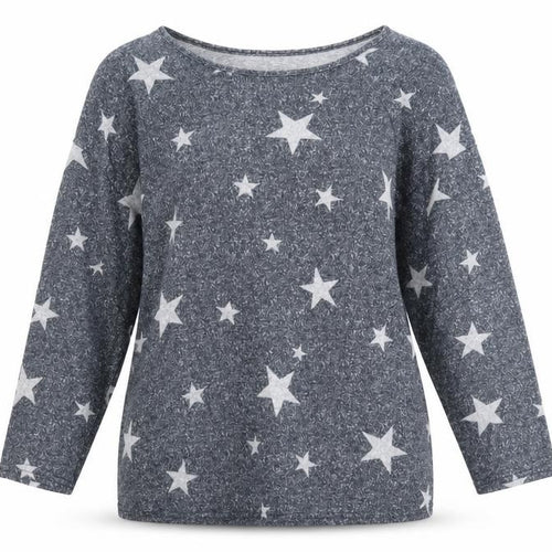 poetic soul  Womens Grey Round Neck Geometric Polyester Pullover Jumper Size XL   - Stars