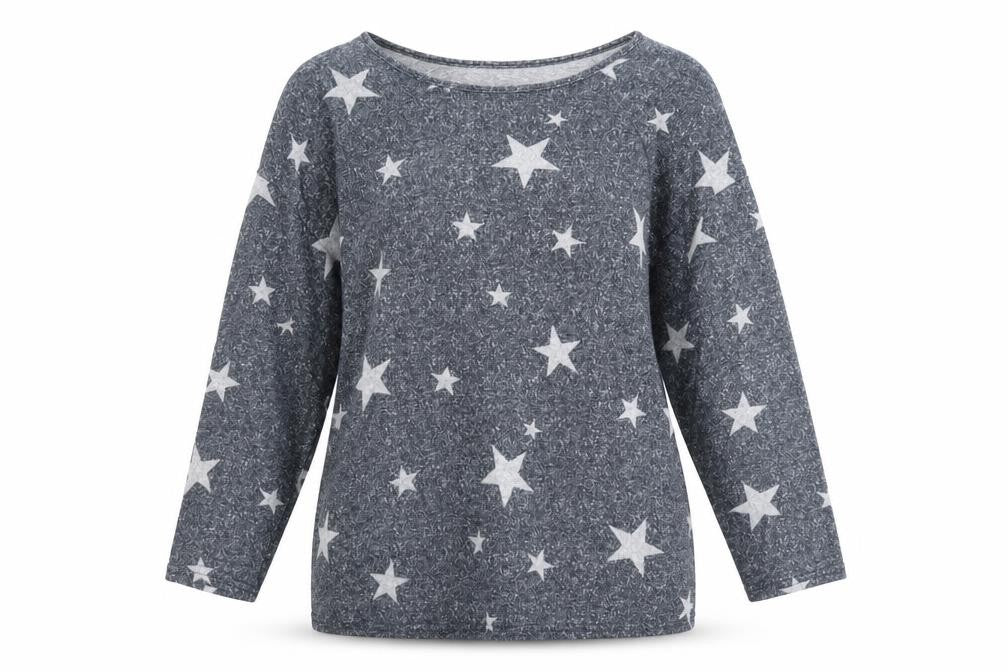 poetic soul  Womens Grey Round Neck Geometric Polyester Pullover Jumper Size XL   - Stars