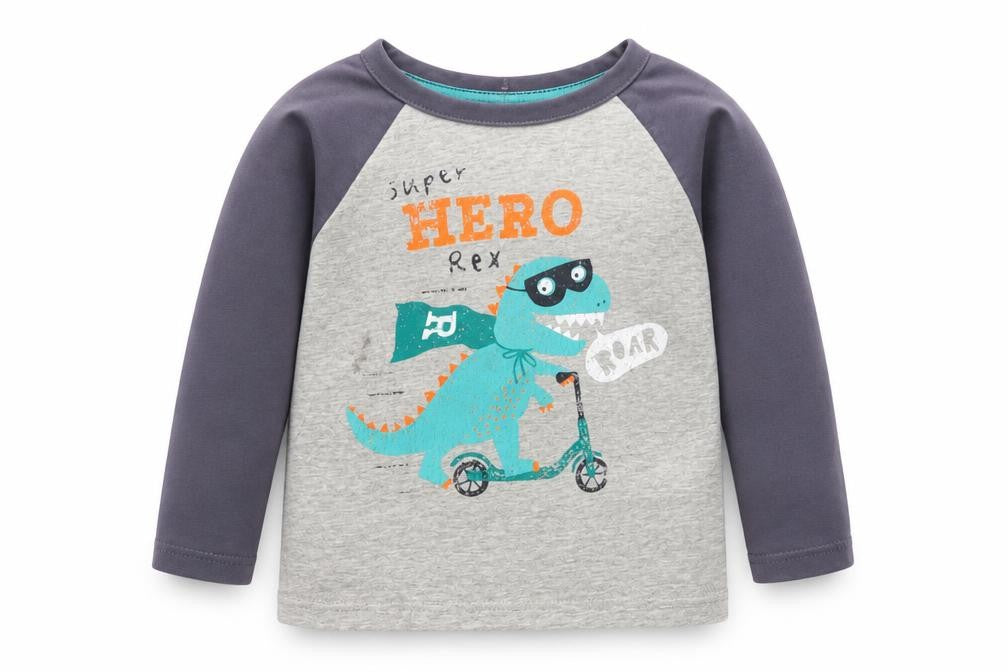 Front view of George Grey Cotton Basic T-Shirt, size 12, Months Round Neck - HERO