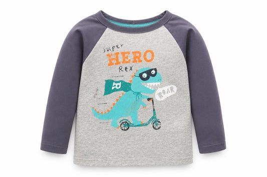 Front view of George Grey Cotton Basic T-Shirt, size 12, Months Round Neck - HERO