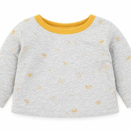 George Baby Grey Geometric Cotton Basic T-Shirt Size 0-3 Months Round Neck