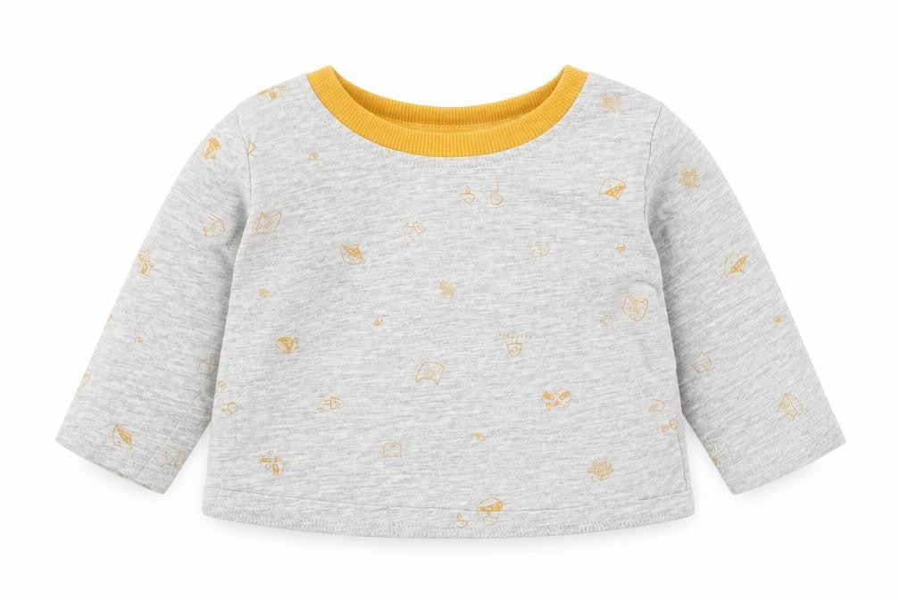 George Baby Grey Geometric Cotton Basic T-Shirt Size 0-3 Months Round Neck