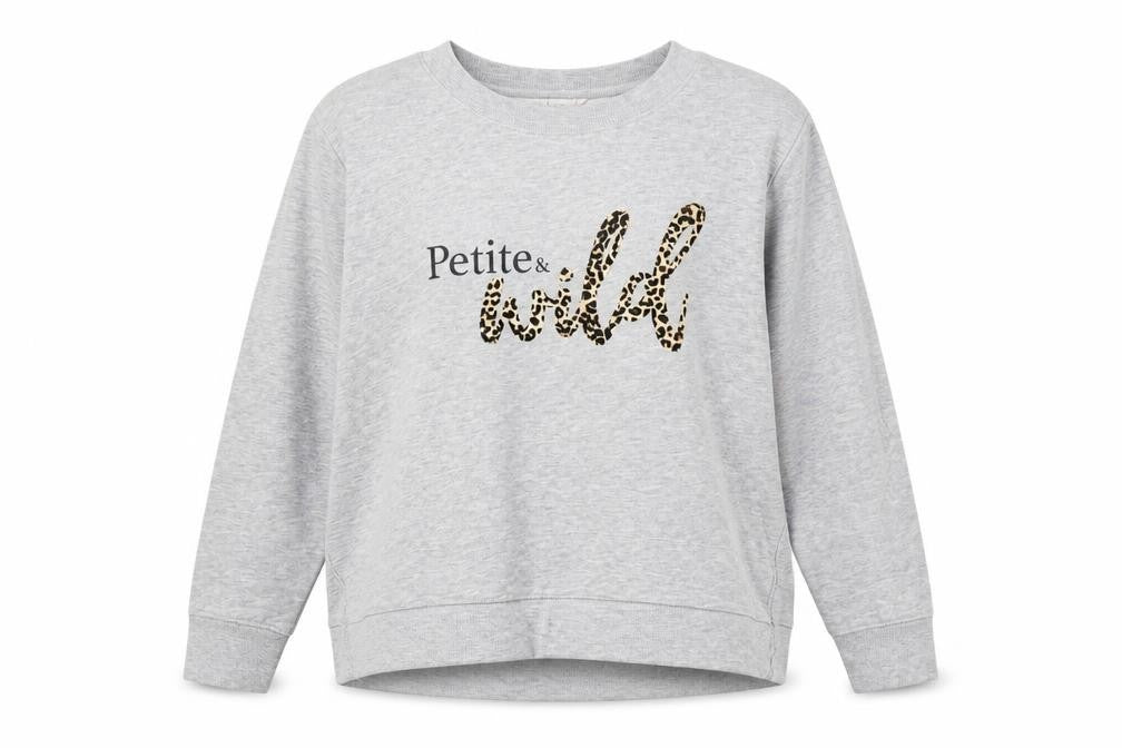Front view of Tu women’s grey animal print cotton pullover sweatshirt, size UK 20