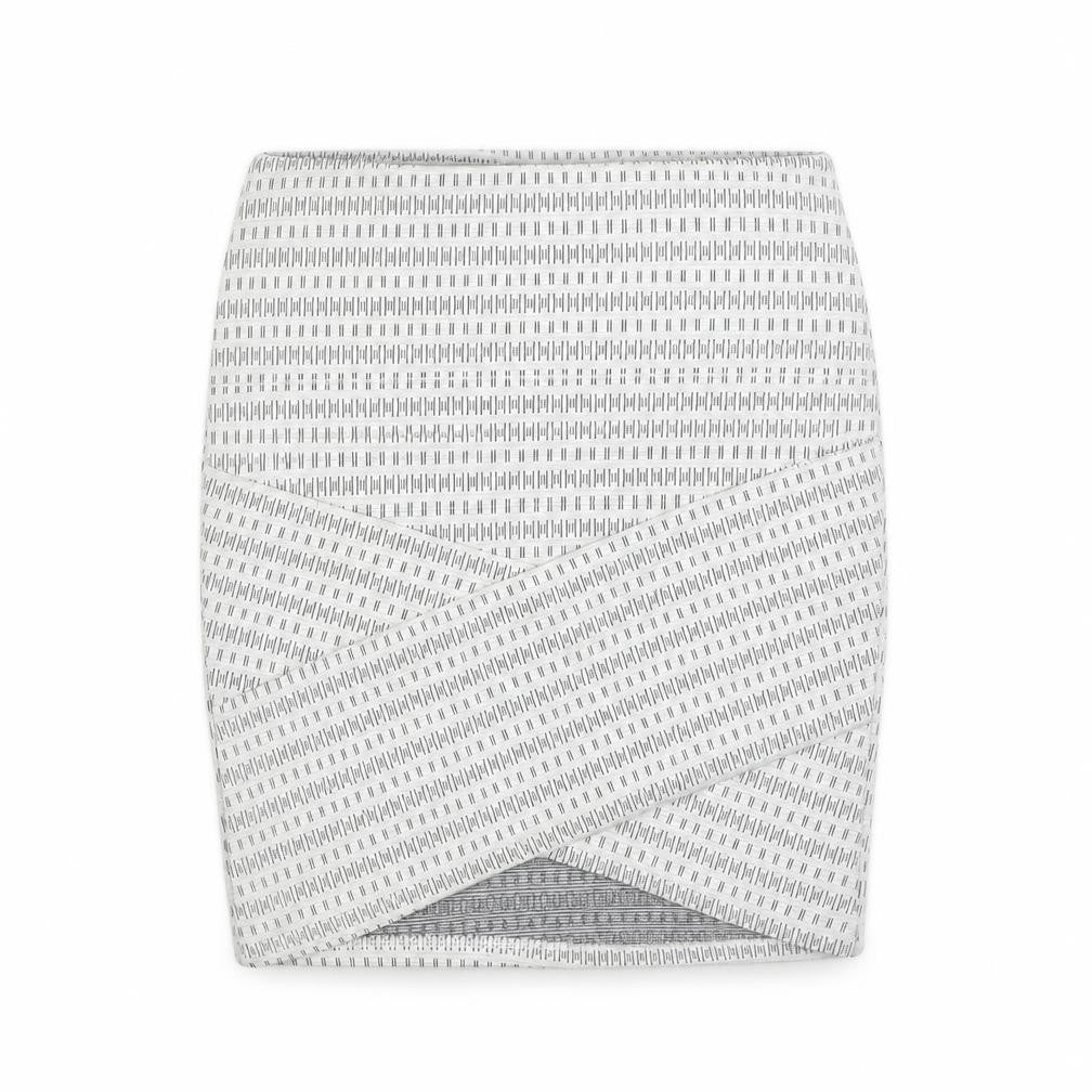Front view of Primark women’s white geometric polyester a-line skirt, size UK 6
