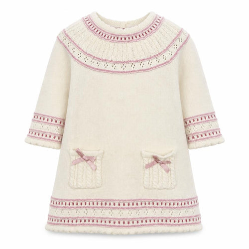 Polly Flinders Girls White  100% Cotton Jumper Dress  Size 6-9 Months  Round Neck Button