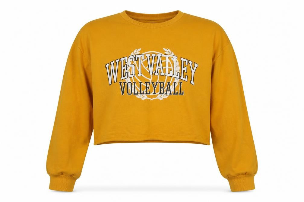 Front view of H&M women’s yellow cotton pullover sweatshirt, size M, pullover