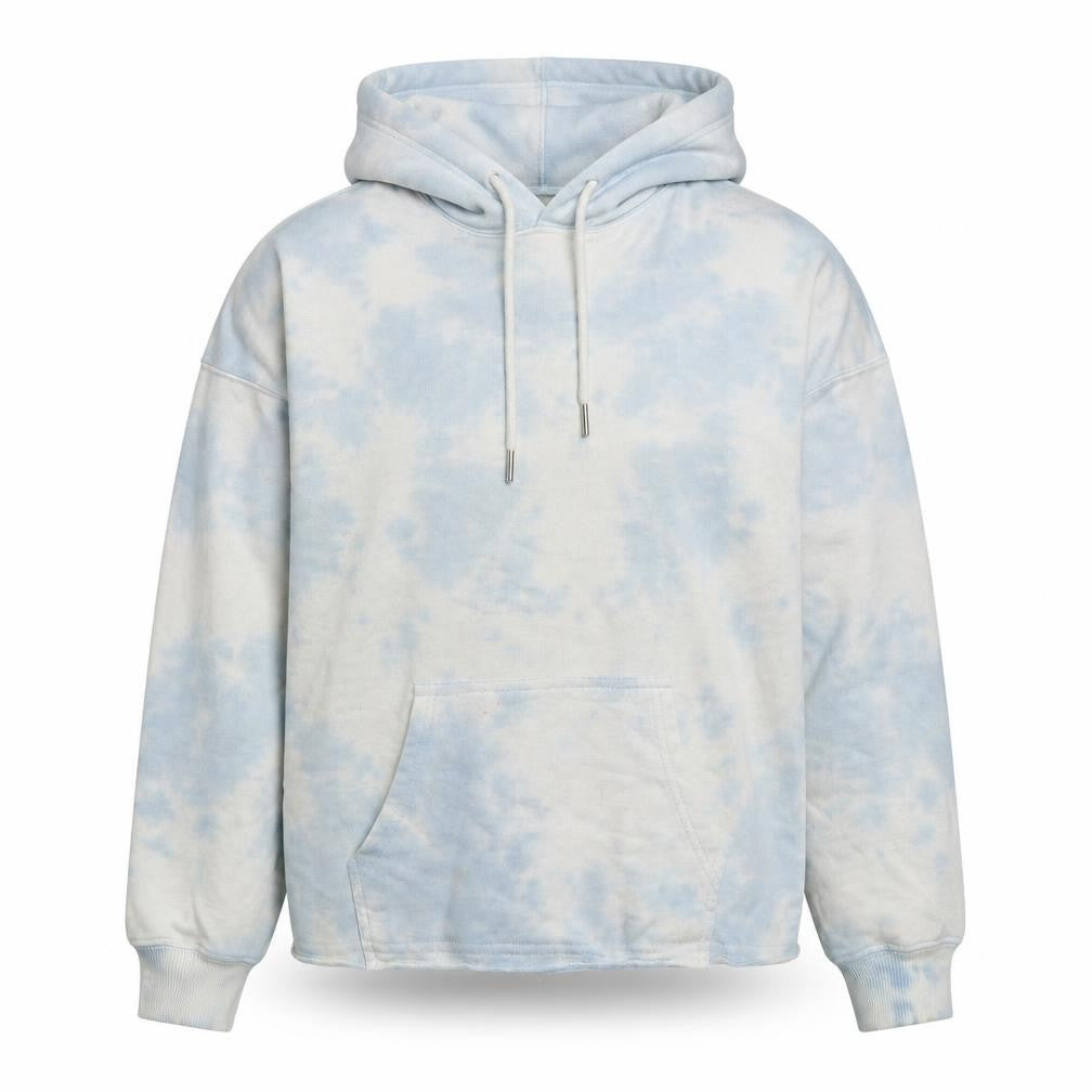 Front view of Jollie & Joy women’s blue cotton pullover hoodie, size S, pullover