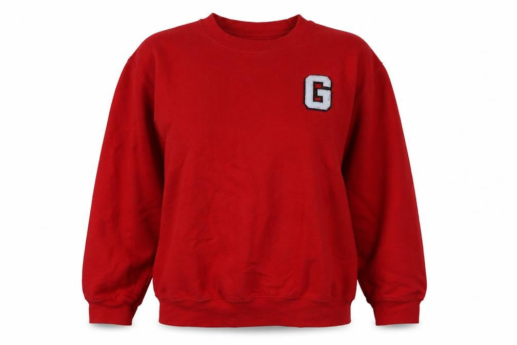 Front view of Elle Grace women’s red cotton pullover sweatshirt, size S, pullover