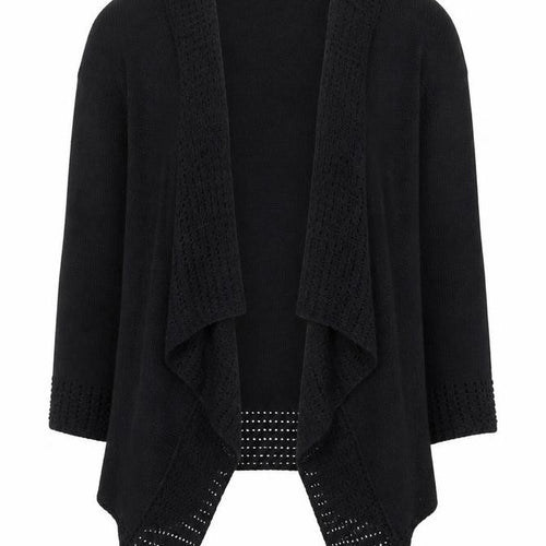 Soon Womens Black V-Neck  Acetate Cardigan Jumper Size M