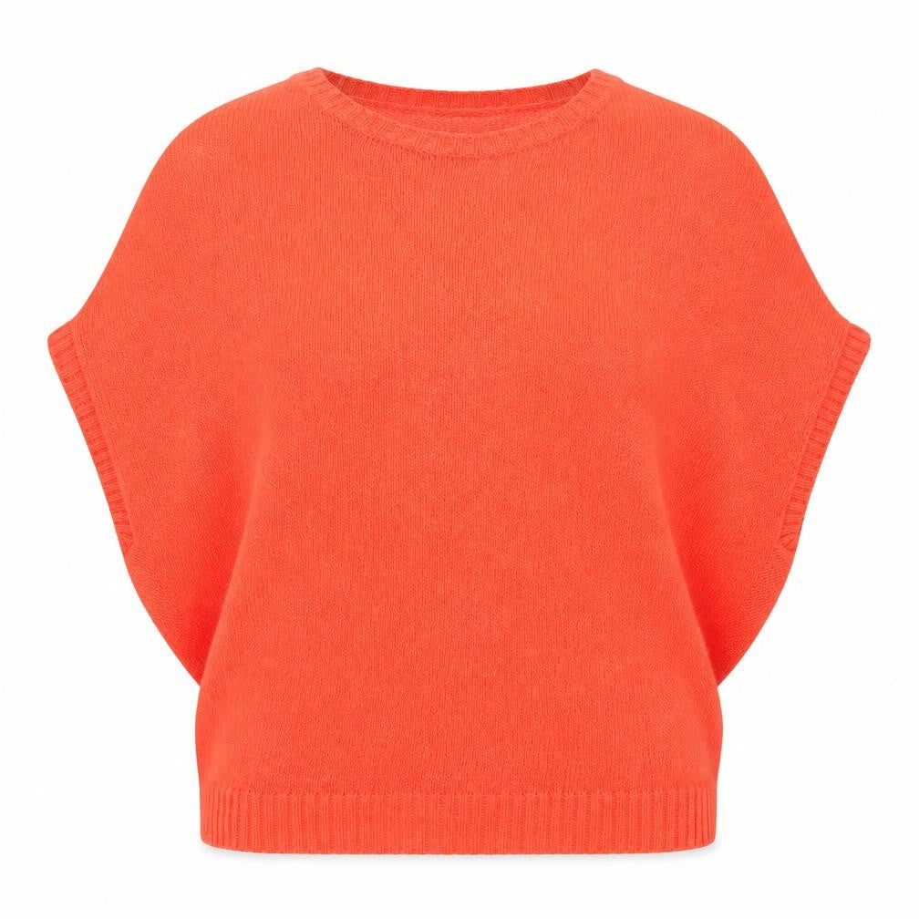 Front view of Atmosphere women’s red round neck acrylic jumper, size S