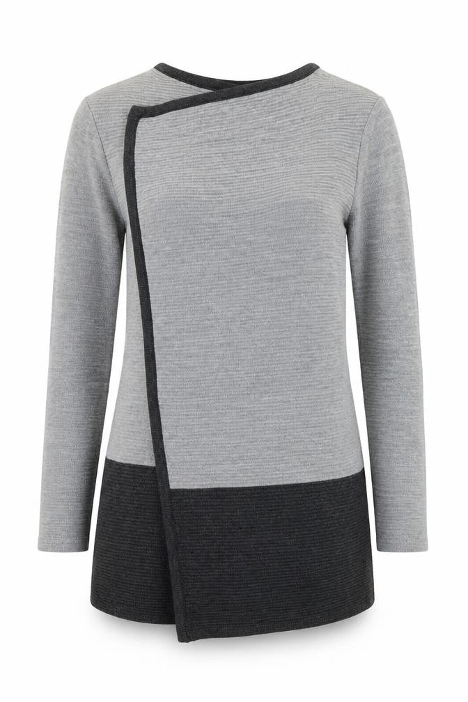 Nina Leonard Womens Grey Round Neck  Acrylic Wrap Jumper Size M