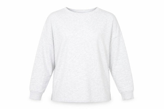 Front view of Primark women’s grey scoop neck polyester jumper, size L