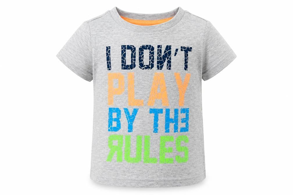 Front view of Mothercare Baby Grey Cotton Basic T-Shirt, size 9-12, Months Crew Neck Pullover