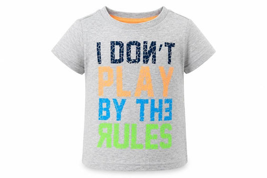 Front view of Mothercare Baby Grey Cotton Basic T-Shirt, size 9-12, Months Crew Neck Pullover