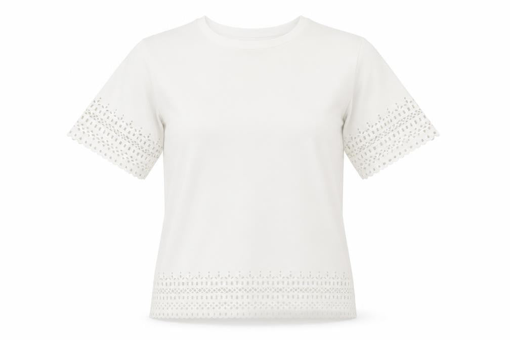 New Look Womens White  Polyester Basic T-Shirt Size 8 Crew Neck