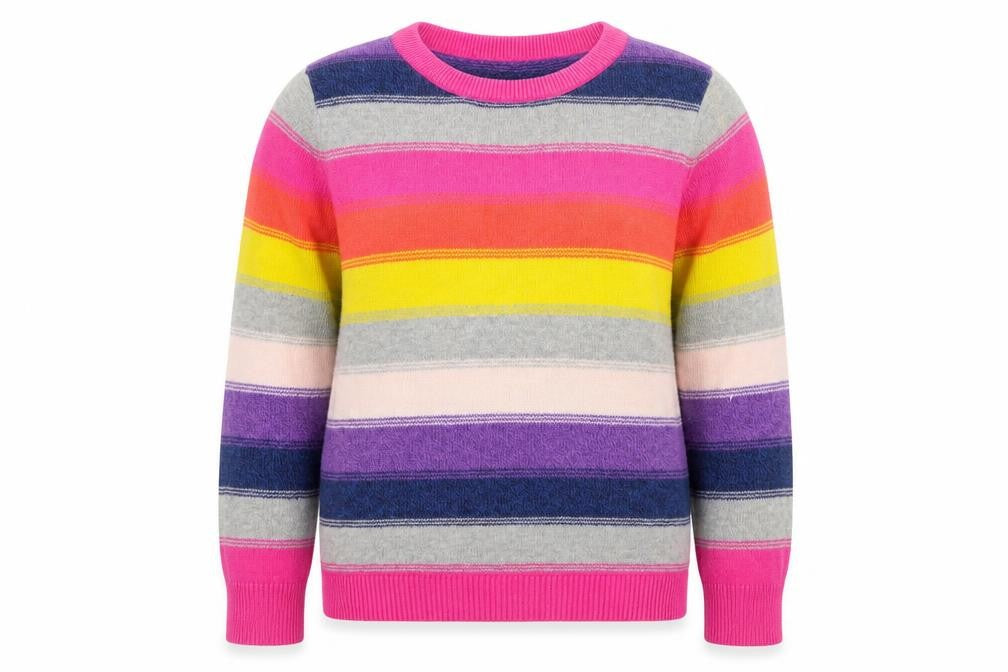 Front view of Gap girls’ multicoloured round neck colourblock cotton jumper, size M