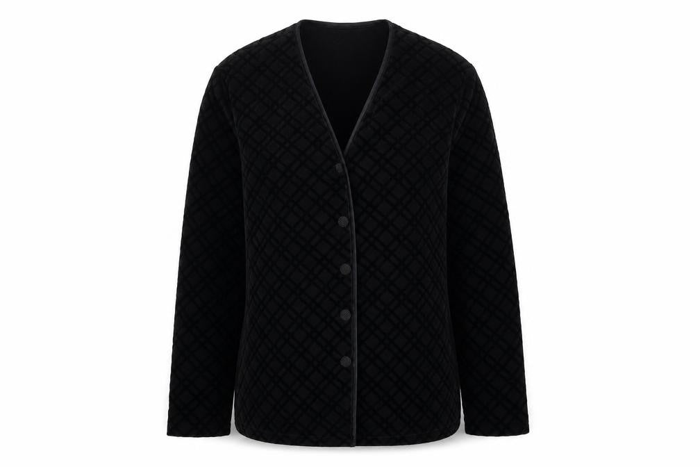 First Avenue Womens Black Geometric  Jacket  Size 10  Button
