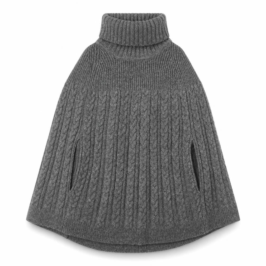 Front view of Preworn women’s grey roll neck polyester jumper, size M