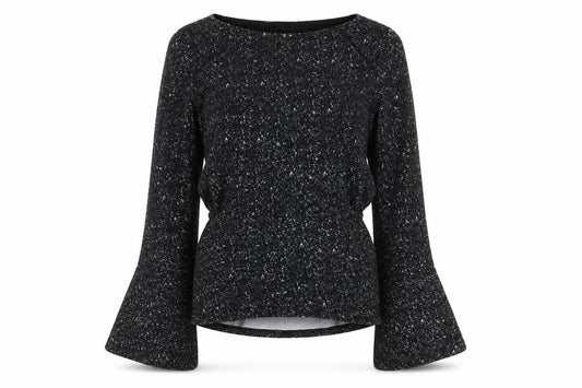 Front view of H&M women’s black round neck polyester jumper, size M