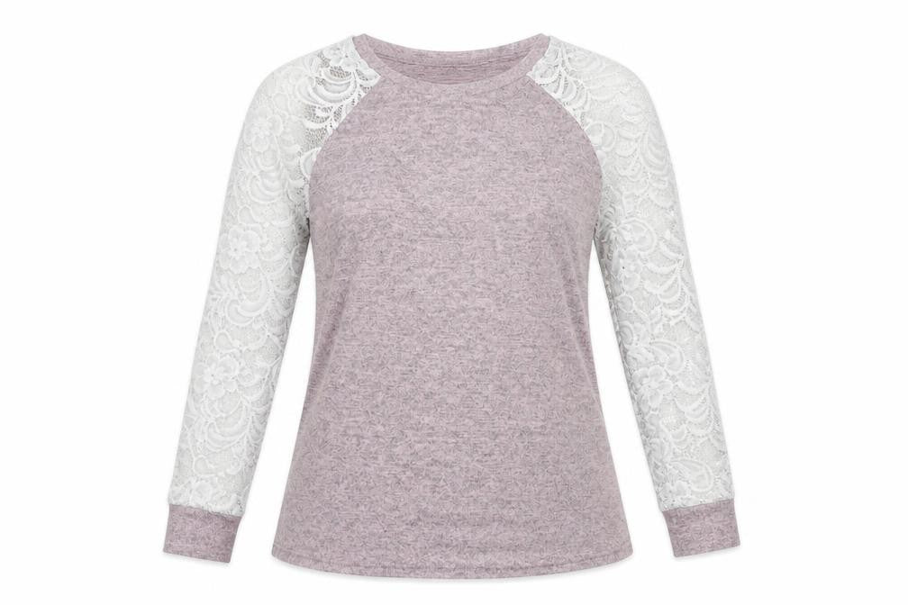 Front view of SHEIN women’s pink polyester basic blouse, size L, boat neck - lace detail