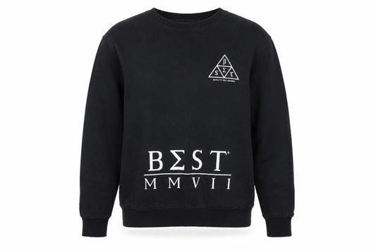 Front view of Best women’s black cotton pullover sweatshirt, size M, pullover