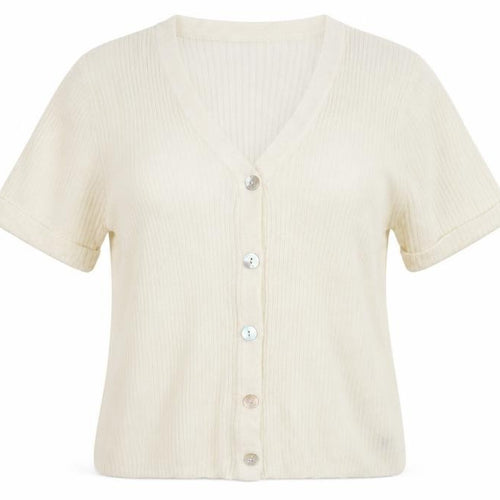 BM Womens Ivory V-Neck  Acrylic Cardigan Jumper Size M