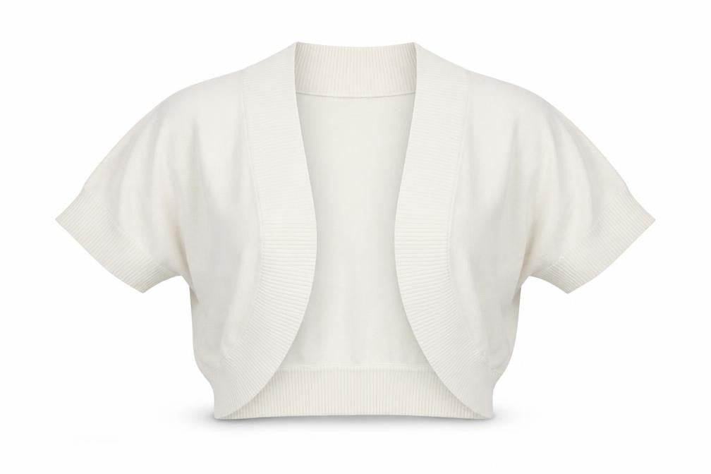 Front view of Next women’s ivory v-neck acrylic cardigan jumper, size UK 14