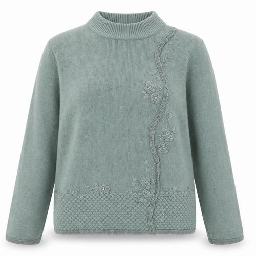 Fay Louise Womens Green High Neck Geometric Acrylic Pullover Jumper Size L