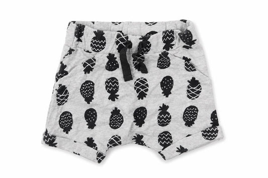 Front view of George Baby Grey Cotton Cropped Trousers, size 0-3, Months - pineapples