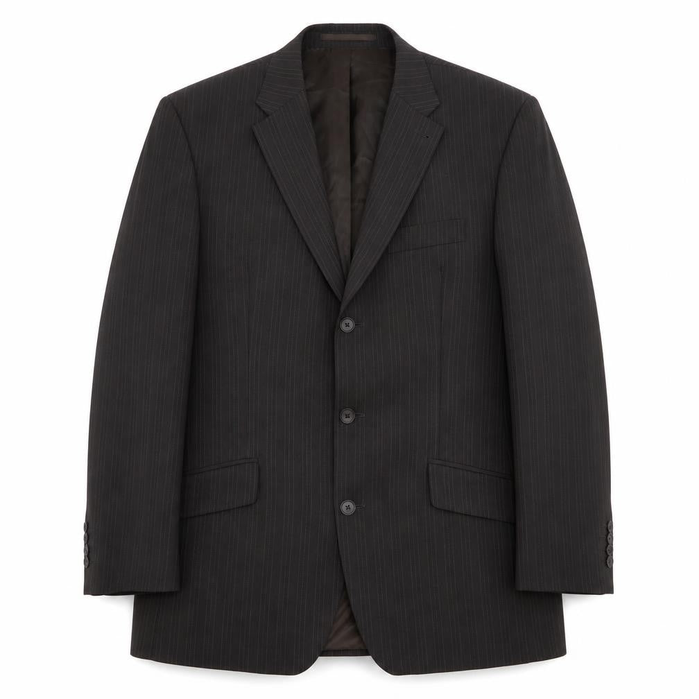 Front view of Next men’s brown striped wool jacket suit jacket, size 42