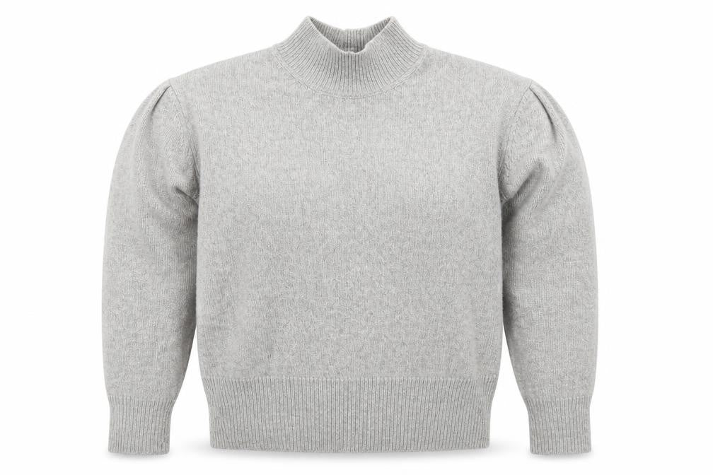 Front view of Marks & Spencer women’s grey mock neck polyester jumper, size S