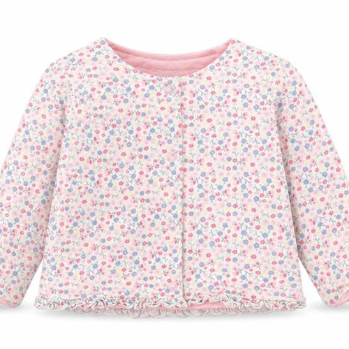 F&F Girls Multicoloured Floral 100% Cotton Cardigan Jumper Size 3-6 Months  Button