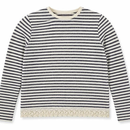 Marks and Spencer Girls Blue Round Neck Striped Cotton Pullover Jumper Size 13-14 Years  Pullover