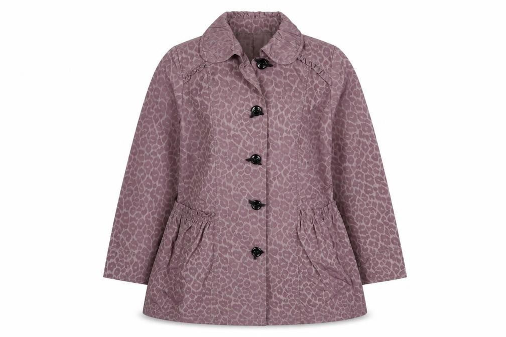 Vie Paisible Womens Purple Animal Print  Rain Coat Coat Size M  Button