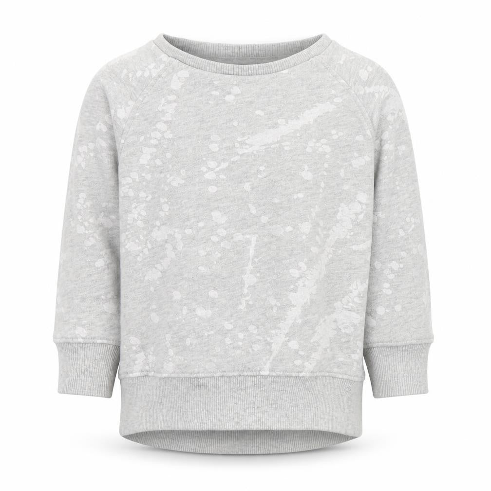 Front view of Next boys’ grey geometric cotton jumper, size 12-18, months - distressed effect
