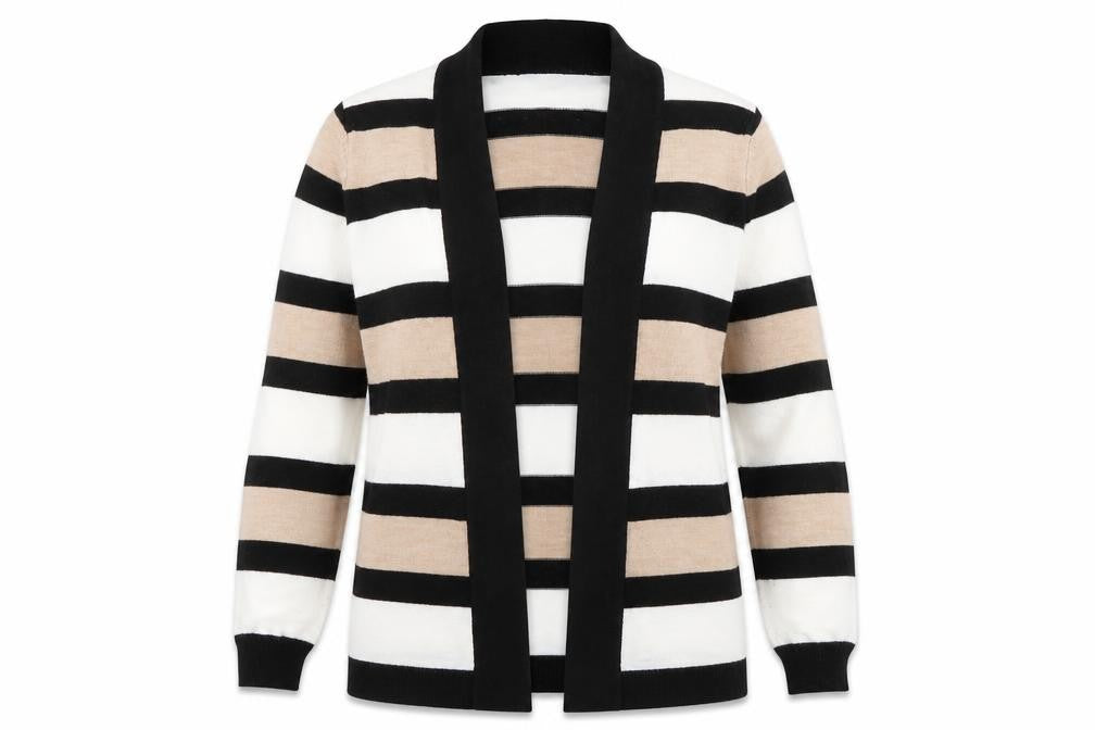 Papaya Womens Multicoloured Collared Striped Acrylic Cardigan Jumper Size 12