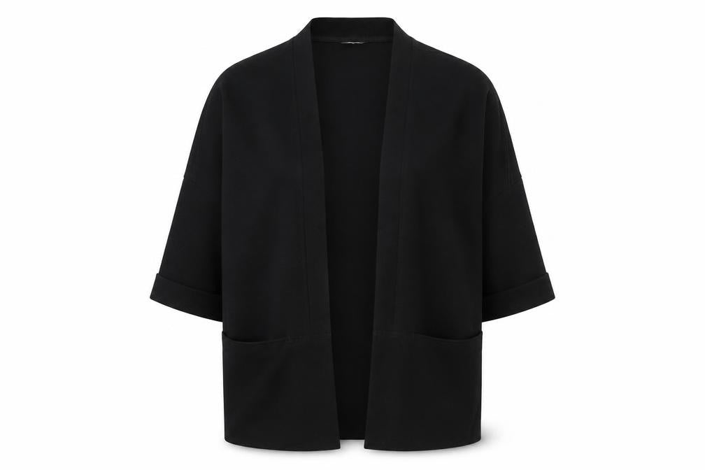 Front view of H&M women’s black jacket blazer, size S