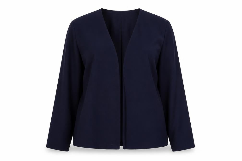 Front view of Richard Stump women’s blue jacket blazer, size UK 14