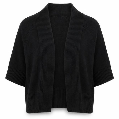 BHS Womens Black Square Neck  Cotton Cardigan Jumper Size 12