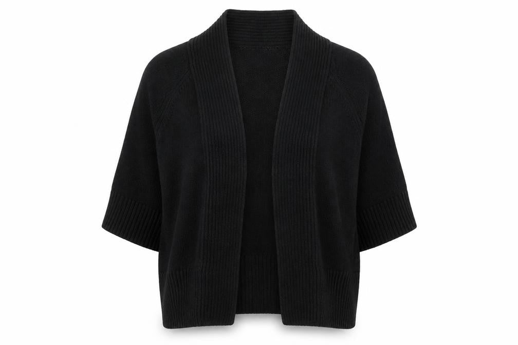BHS Womens Black Square Neck  Cotton Cardigan Jumper Size 12